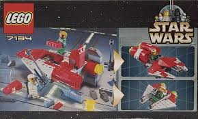 LEGO Star Wars set 7134 featuring a red and white starfighter with mini-figures and accessories.